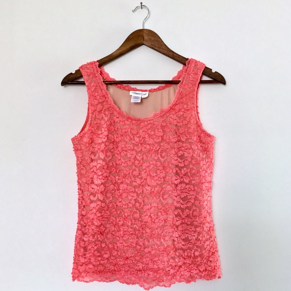 Coldwater Creek · Coral Lace Layered Tank Sz L